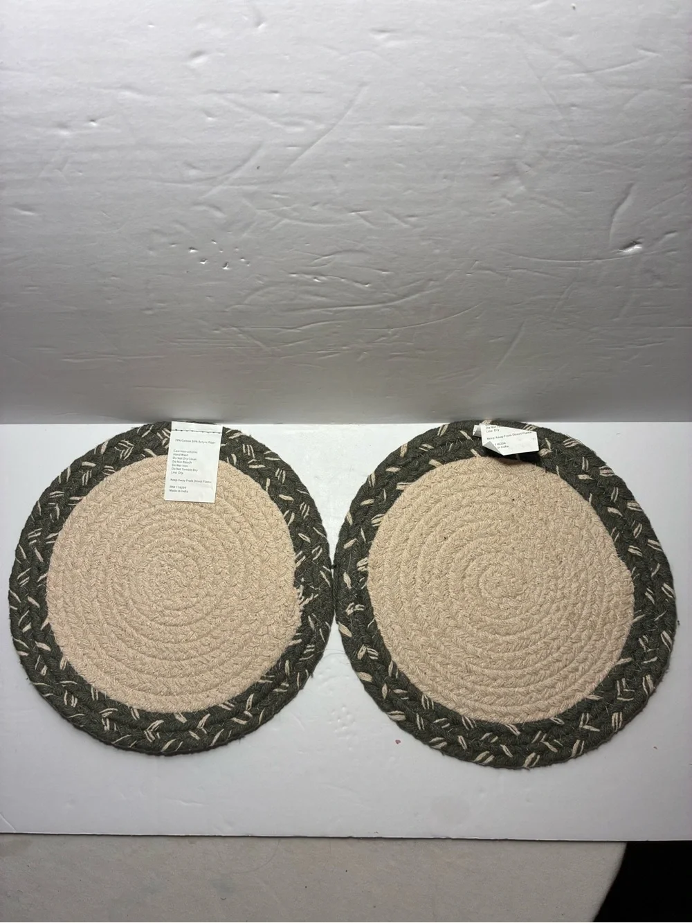 Set of 2 Handmade Braided Round Bird Floral Trivets Hot Pads 9